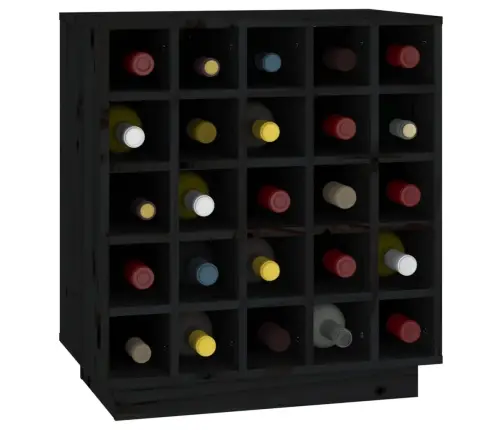 Vīna Pudeļu Plaukts, Melns, 55,5X34X61 Cm, Priedes Masīvkoks Vidaxl