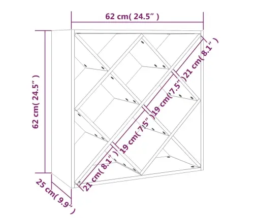 Vyno Spintelė, Balta, 62X25X62cm Pušies Medienos Masyvas