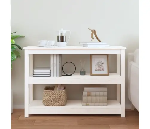 Konsolinis Staliukas, Baltas, 110X40X74cm Pušies Masyvas