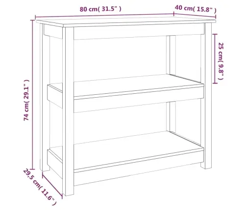 Konsoles Galdiņš, 80X40X74 Cm, Priedes Masīvkoks Vidaxl