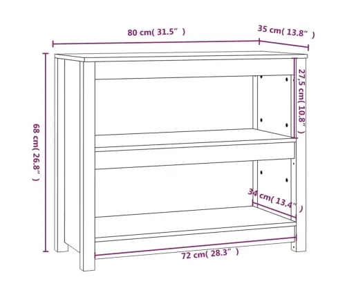 Grāmatu Plaukts, Melns, 80X35X68 Cm, Priedes Masīvkoks Vidaxl