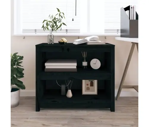 Grāmatu Plaukts, Melns, 80X35X68 Cm, Priedes Masīvkoks Vidaxl