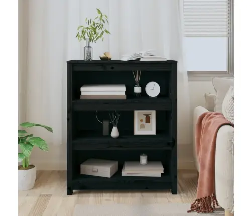 Raamatukapp, Must, 80 X 35 X 97 cm Männipuit