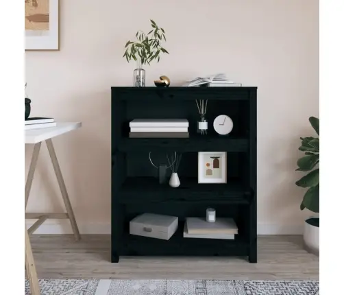 Raamatukapp, Must, 80 X 35 X 97 cm Männipuit