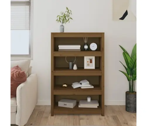 Grāmatu Plaukts, Medus Brūns, 80X35X126 Cm, Priedes Masīvkoks Vidaxl