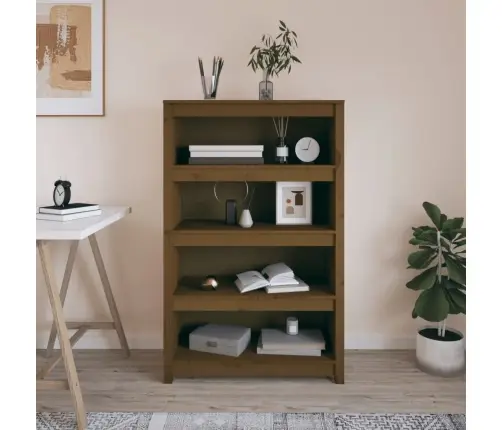 Grāmatu Plaukts, Medus Brūns, 80X35X126 Cm, Priedes Masīvkoks Vidaxl