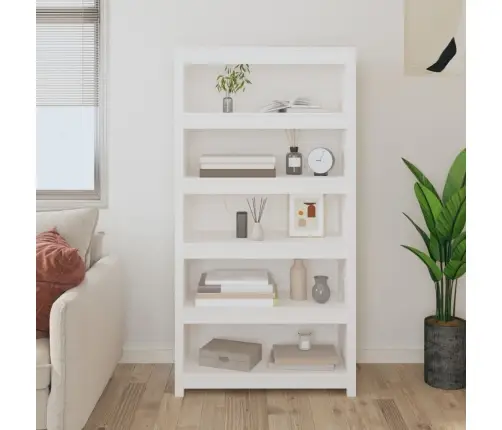 Spintelė Knygoms, Balta, 80X35X154cm Pušies Medienos Masyvas