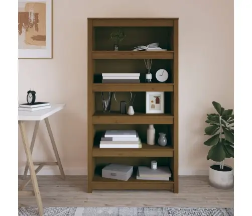 Grāmatu Plaukts, Medus Brūns, 80X35X154 Cm, Priedes Masīvkoks Vidaxl