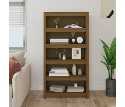 Grāmatu Plaukts, Medus Brūns, 80X35X154 Cm, Priedes Masīvkoks Vidaxl