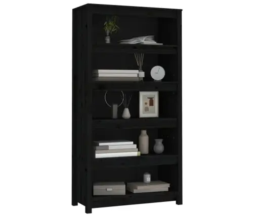 Spintelė Knygoms, Juoda, 80X35X154cm Pušies Medienos Masyvas Spintelė Knygoms, Juoda, 80X35X154cm Pušies Medienos Masyvas