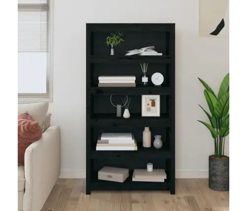 Spintelė Knygoms, Juoda, 80X35X154cm Pušies Medienos Masyvas Spintelė Knygoms, Juoda, 80X35X154cm Pušies Medienos Masyvas