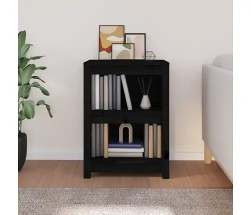 Spintelė Knygoms, Juoda, 50X35X68cm Pušies Medienos Masyvas