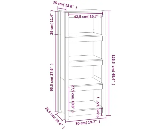 Grāmatu Plaukts, Melns, 50X35X125,5 Cm, Priedes Masīvkoks Vidaxl Grāmatu Plaukts, Melns, 50X35X125,5 Cm, Priedes Masīvkoks Vidaxl