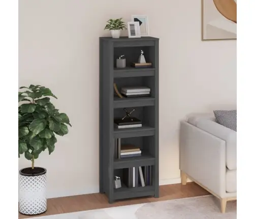 Grāmatu Plaukts, Pelēks, 50X35X154 Cm, Priedes Masīvkoks Vidaxl