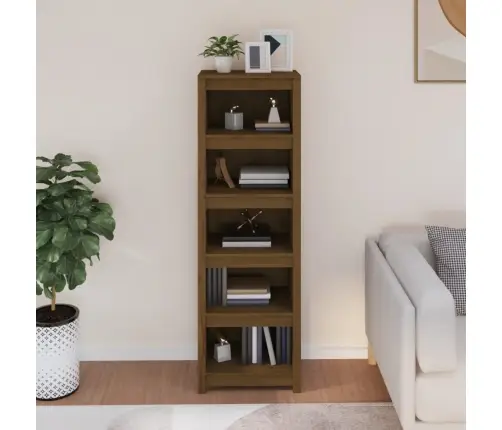 Grāmatu Plaukts, Medus Brūns, 50X35X154 Cm, Priedes Masīvkoks Vidaxl