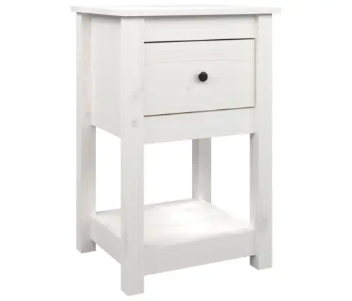 Naktsskapītis, Balts, 40X35X61,5 Cm, Priedes Masīvkoks Vidaxl