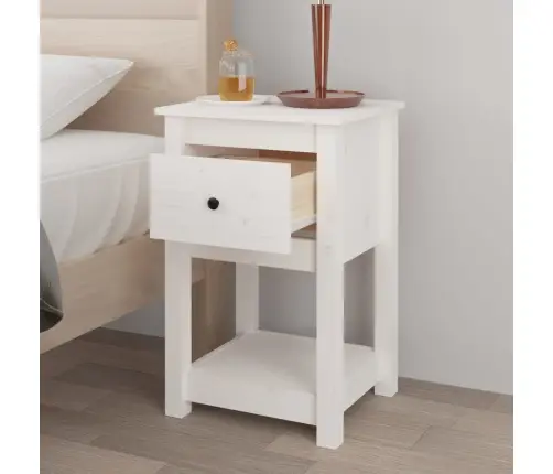 Naktsskapītis, Balts, 40X35X61,5 Cm, Priedes Masīvkoks Vidaxl
