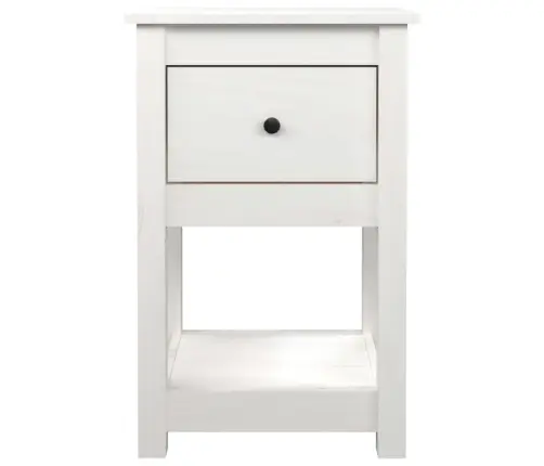 Naktsskapītis, Balts, 40X35X61,5 Cm, Priedes Masīvkoks Vidaxl