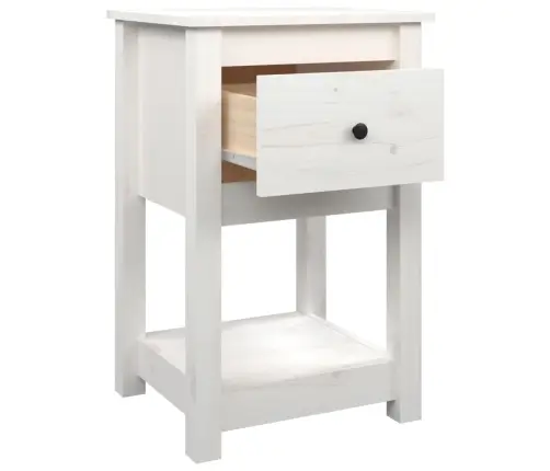 Naktsskapītis, Balts, 40X35X61,5 Cm, Priedes Masīvkoks Vidaxl