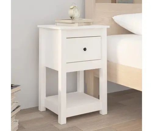 Naktsskapītis, Balts, 40X35X61,5 Cm, Priedes Masīvkoks Vidaxl