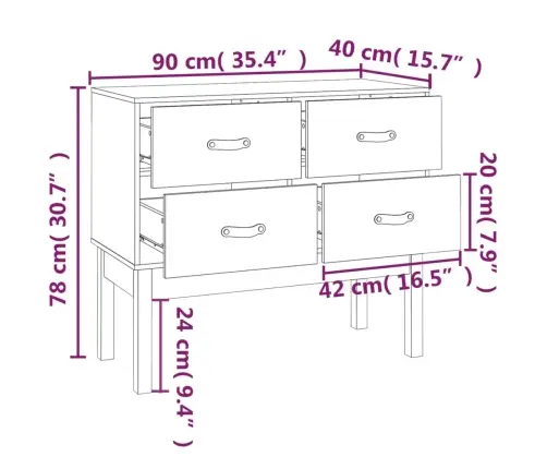 Konsoles Skapītis, Balts, 90X40X78 Cm, Priedes Masīvkoks Vidaxl