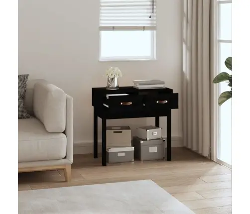 Konsoles Galdiņš, Melns, 76,5X40X75 Cm, Priedes Masīvkoks Vidaxl