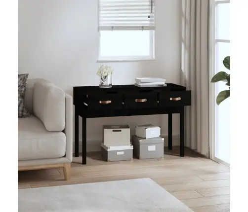 Konsolinis Staliukas, Juodas, 114X40X75cm Pušies Masyvas