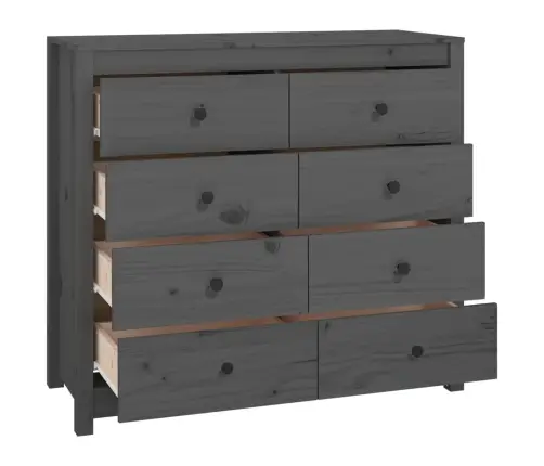 Šoninė Spintelė, Pilka, 100X40X90cm Pušies Medienos Masyvas