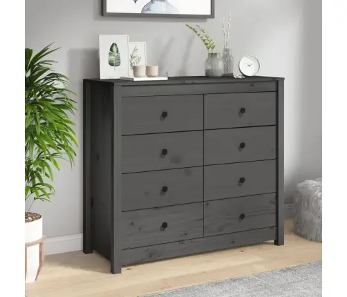 Šoninė Spintelė, Pilka, 100X40X90cm Pušies Medienos Masyvas