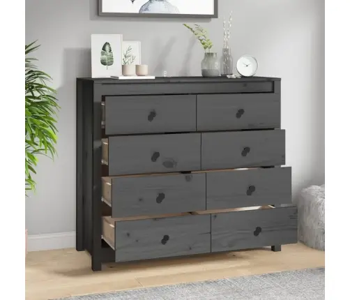 Šoninė Spintelė, Pilka, 100X40X90cm Pušies Medienos Masyvas