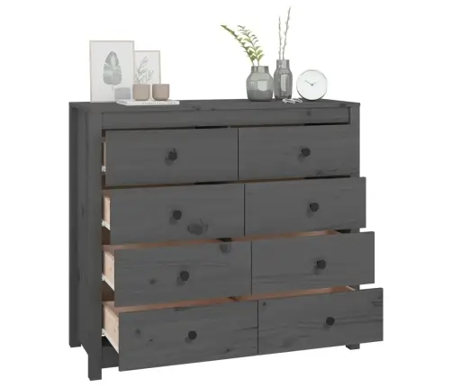 Šoninė Spintelė, Pilka, 100X40X90cm Pušies Medienos Masyvas