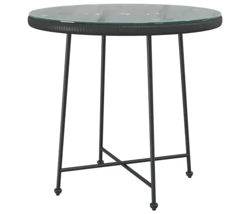 Valgomojo Stalas, Juodas, 80cm Grūdintas Stiklas Ir Plienas