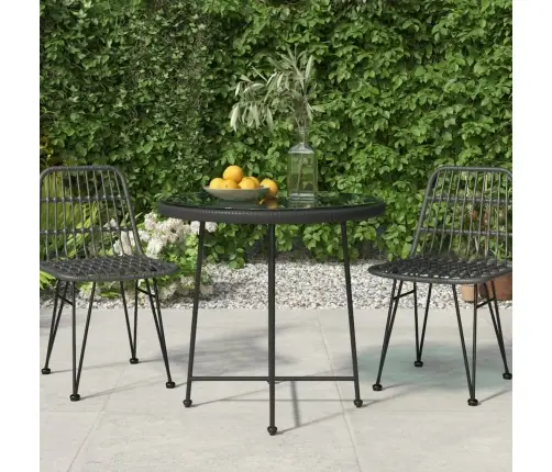 Valgomojo Stalas, Juodas, 80cm Grūdintas Stiklas Ir Plienas