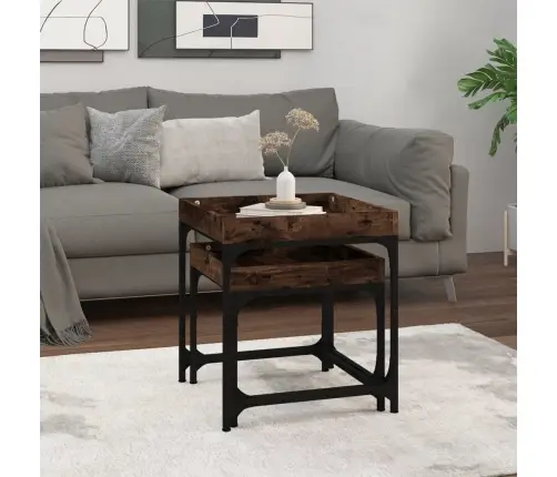 Galdiņi, 2 Gab., Kvēpināta Ozolkoka, Inženierijas Koks Vidaxl