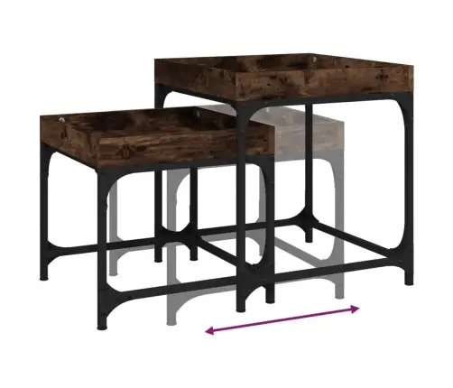 Galdiņi, 2 Gab., Kvēpināta Ozolkoka, Inženierijas Koks Vidaxl