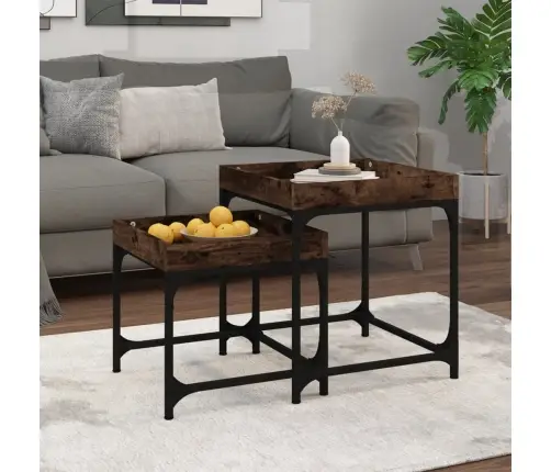 Galdiņi, 2 Gab., Kvēpināta Ozolkoka, Inženierijas Koks Vidaxl