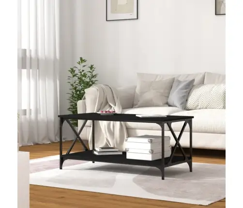 Kohvilaud, Must, 100 X 50 X 45 cm Tehispuit Ja Raud