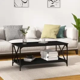 Kohvilaud, Must, 100 X 50 X 45 cm Tehispuit Ja Raud