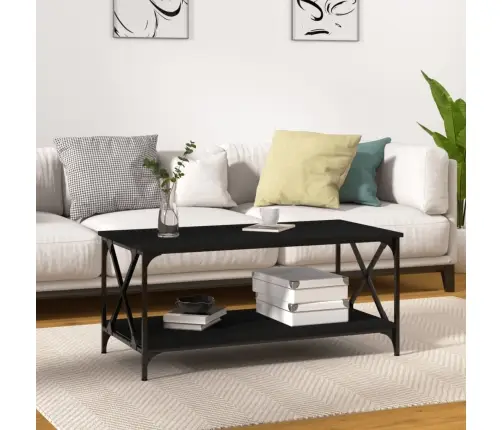 Kohvilaud, Must, 100 X 50 X 45 cm Tehispuit Ja Raud