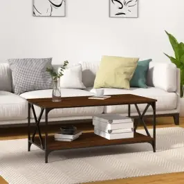 Kavos Staliukas, Rudas Ąžuolo, 100X50X45cm Mediena Ir Geležis