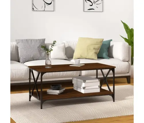 Galdiņš, Brūna Ozolkoka, 100X50X45Cm, Inženierijas Koks, Dzelzs Vidaxl Galdiņš, Brūna Ozolkoka, 100X50X45Cm, Inženierijas Koks, Dzelzs Vidaxl
