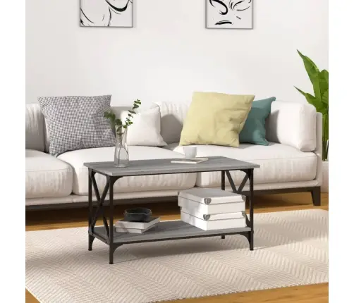 Kafijas Galdiņš, Pelēks, 80X45X45 Cm,Inženierijas Koks, Dzelzs Vidaxl