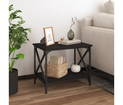 Šoninis Staliukas, Juodos Spalvos, 55X38X45cm Apdirbta Mediena