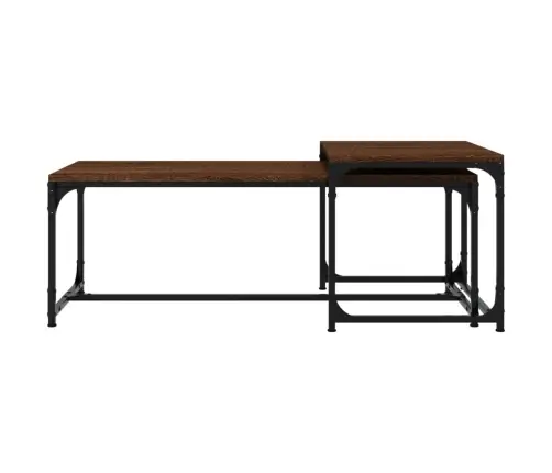 Kafijas Galdiņi, 2 Gab., Brūna Ozolkoka, Inženierijas Koks Vidaxl