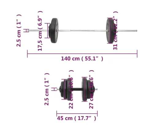 Štanga Ir Svarmenys Su Svoriais, 60Kg