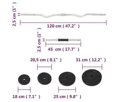 Kangi Ja Hantlite Komplekt Ketastega, 60 Kg
