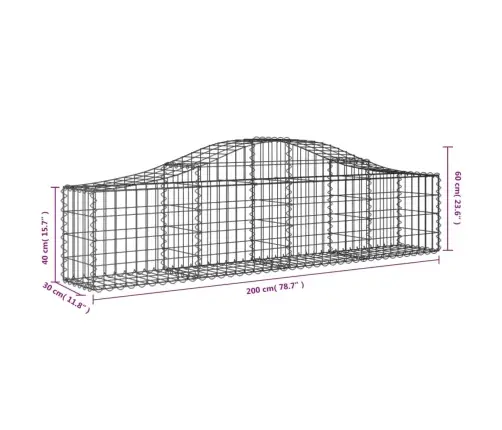 Kaarekujulised Gabioonkorvid 9 Tk, 200X30X40/60 cm Raud