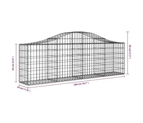 Kaarekujulised Gabioonkorvid 14 Tk, 200X30X60/80 cm Raud