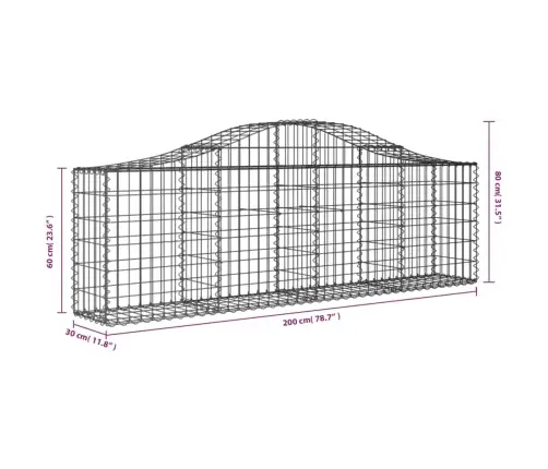 Kaarekujulised Gabioonkorvid 18 Tk, 200X30X60/80 cm Raud