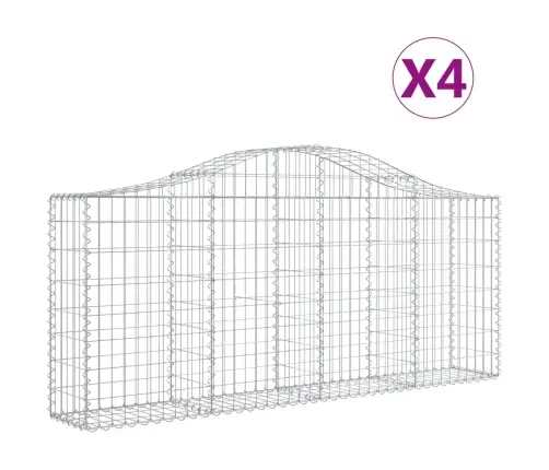 Arkveida Gabiona Grozi, 4 Gb., 200X30X80/100Cm, Cinkota Dzelzs Vidaxl